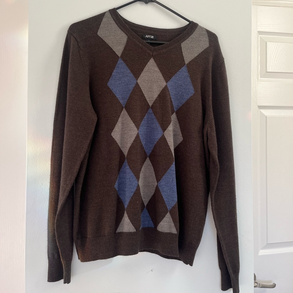 thrifted apt.9 brown triangle sweater